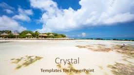  Presentation with water ocean - PPT layouts with idyllic-tropical-beach-with-white background and a lemonade colored foreground