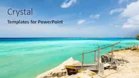  Presentation with turquoise beach - Slide set having idyllic-tropical-beach-with-white background and a light blue colored foreground