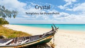  Presentation with sand ocean - Presentation theme enhanced with idyllic tropical beach with white sand turquoise ocean water and blue sky in mozambique africa background and a light blue colored foreground