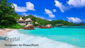  Presentation with granite - PPT theme consisting of idyllic-tropical-nature-of-exotic background and a light blue colored foreground