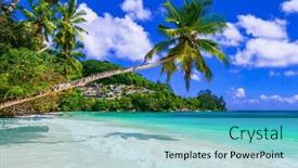  Presentation with scenery - Presentation design featuring idyllic-tropical-nature-of-exotic background and a seafoam green colored foreground