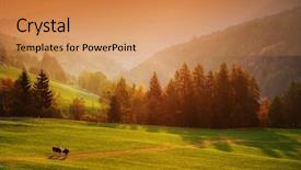  Presentation with grazing - Theme with idyllic view of grazing cows background and a  colored foreground