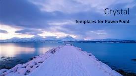  Presentation with mountain snow - Presentation design consisting of idyllic-view-of-the-wooden background and a light blue colored foreground