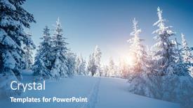  Presentation with winter scene - Beautiful PPT layouts featuring idyllic-white-spruces backdrop and a teal colored foreground