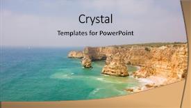  Presentation with algarve - PPT theme featuring idyllic wild beach in summertime algarve portugal background and a light gray colored foreground