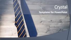  Presentation with bleached - Slides having ied - blue tie against bleached wooden background and a gray colored foreground