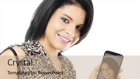  Presentation with teen girl - Audience pleasing slide deck consisting of ied - closeup of a happy teen backdrop and a coral colored foreground