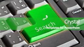  Presentation with search button searching information online - Amazing presentation design having ied - keyboard with search button backdrop and a shamrock green colored foreground