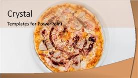  Presentation with pizza - PPT theme consisting of iews - pizza on the white background and a coral colored foreground