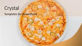  Presentation with pizza - Cool new PPT theme with iews - pizza on the white backdrop and a  colored foreground