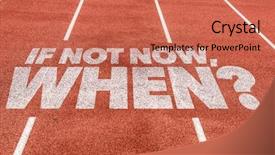  Presentation with college running track hurdle - Beautiful presentation theme featuring if not now when written backdrop and a coral colored foreground
