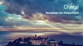  Presentation with sun breaking through clouds - Theme having if the voice of god background and a ocean colored foreground