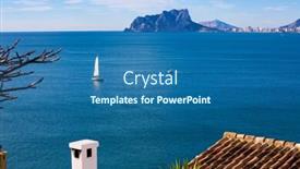  Presentation with sailboat - Colorful presentation theme enhanced with ifach-penon-view-of-calpe backdrop and a ocean colored foreground