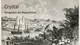 Presentation with view of the old port - Audience pleasing PPT theme consisting of igarape-miri old view brazil backdrop and a light gray colored foreground
