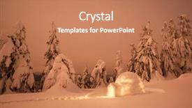  Presentation with winter forest night - Amazing presentation theme having igloo winter in mountains night backdrop and a coral colored foreground