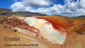  Presentation with land - Amazing theme having igneous - extremely vivid multicolored land backdrop and a coral colored foreground