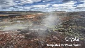  Presentation with geothermal - PPT theme consisting of igneous - inhospitable dramatic volcanic landscape full background and a  colored foreground