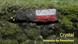  Presentation with volcanic rock - Colorful slide set enhanced with igneous - red and white horizontal stripes backdrop and a tawny brown colored foreground
