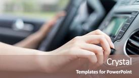  Presentation with automotive dashboard interior engineering - PPT layouts enhanced with ignition - asian female driver touching dashboard background and a coral colored foreground