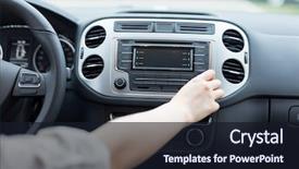  Presentation with driver - Audience pleasing slide deck consisting of ignition switch - asian female driver touching dashboard backdrop and a wine colored foreground