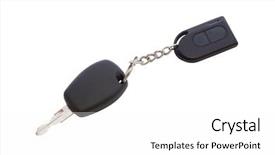  Presentation with car security system - Presentation enhanced with ignition switch - charm of the car alarm background and a white colored foreground