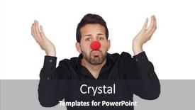  Presentation with clown - PPT layouts having ignorant businessman with clown nose isolated on white background background and a dark gray colored foreground