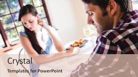  Presentation with people helping each teamwork couple - Beautiful presentation design featuring ignored - upset couple ignoring each other backdrop and a lemonade colored foreground