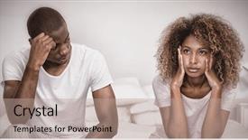  Presentation with people helping each teamwork couple - Colorful presentation enhanced with ignored - upset couple ignoring each other backdrop and a coral colored foreground