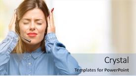  Presentation with call center - Theme consisting of ignoring annoying loud noise plug background and a light blue colored foreground