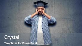  Presentation with black women student - Colorful slides enhanced with ignoring annoying loud noise plugs backdrop and a  colored foreground