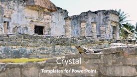  Presentation with mayan - Theme with funny old temple - iguana in mayan ruins tulum background and a gray colored foreground