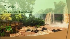  Presentation with falls - Beautiful presentation design featuring iguassu falls instagram filter backdrop and a mint green colored foreground