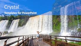  Presentation with tropical rainforest - Presentation theme consisting of iguazu-falls-in-a-tropical background and a cobalt blue colored foreground