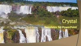  Presentation with falls - Beautiful PPT theme featuring iguazu falls national park - grandiose backdrop and a tawny brown colored foreground