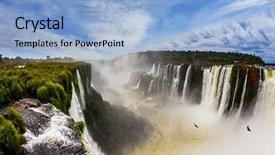  Presentation with rainy days season - PPT theme with iguazu falls the rainy season background and a light blue colored foreground