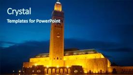  Presentation with morocco - Presentation design having ii mosque in casablanca morocco background and a ocean colored foreground