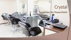  Presentation with beauty salon - Presentation theme consisting of iinterior of a beauty salon background and a sky blue colored foreground