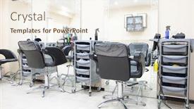  Presentation with beauty salon - Audience pleasing slide set consisting of iinterior of a beauty salon backdrop and a cream colored foreground