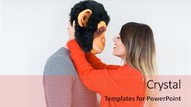  Presentation with new client interview wearing mask - PPT theme with iiot - funny young couple boyfriend wearing background and a red colored foreground