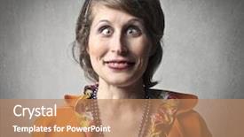  Presentation with funny - Slides with iiot - young woman with funny grimace background and a coral colored foreground