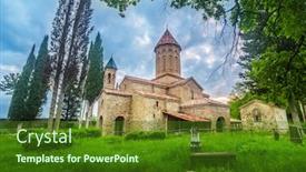  Presentation with kakheti - Colorful slide deck enhanced with ikalto cathedral in kakheti region backdrop and a forest green colored foreground