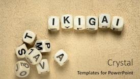  Presentation with ikigai - PPT layouts enhanced with ikigai-word-abstract-in-wooden background and a coral colored foreground