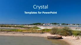  Presentation with village - Beautiful slide deck featuring ile-de-r-landscape backdrop and a ocean colored foreground