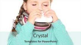  Presentation with tissue - Amazing presentation design having ill little girl with tissue on white background backdrop and a arctic colored foreground