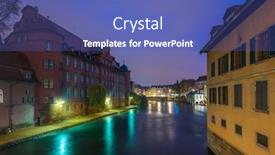  Presentation with area - Slides with ill river in petite france area strasbourg background and a ocean colored foreground