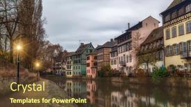  Presentation with area - PPT theme having ill river in petite france area strasbourg background and a tawny brown colored foreground