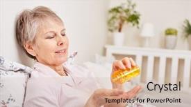  Presentation with drugs - Slides featuring ill senior woman taking background and a soft green colored foreground