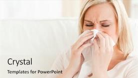  Presentation with nose bleed - Slides having ill woman blowing her nose background and a lemonade colored foreground