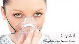  Presentation with oxygen - Presentation theme featuring ill woman with a mask background and a sky blue colored foreground
