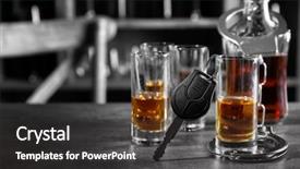 Presentation with car key - Slides with illegal drinking - composition with alcohol handcuffs background and a dark gray colored foreground